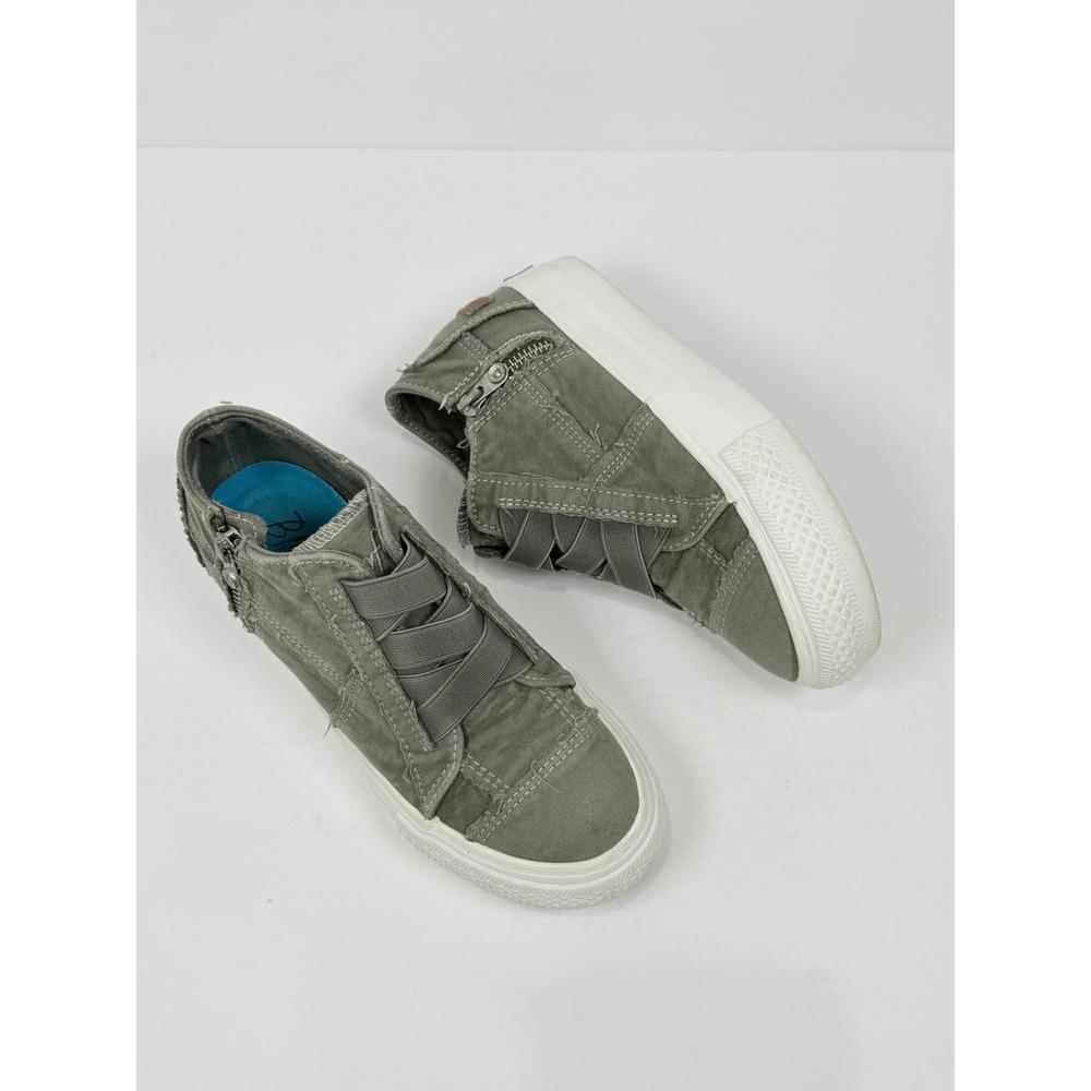 Blowfish Malibu Olive Green Canvas High Top Platform Sneakers Slip On Distressed